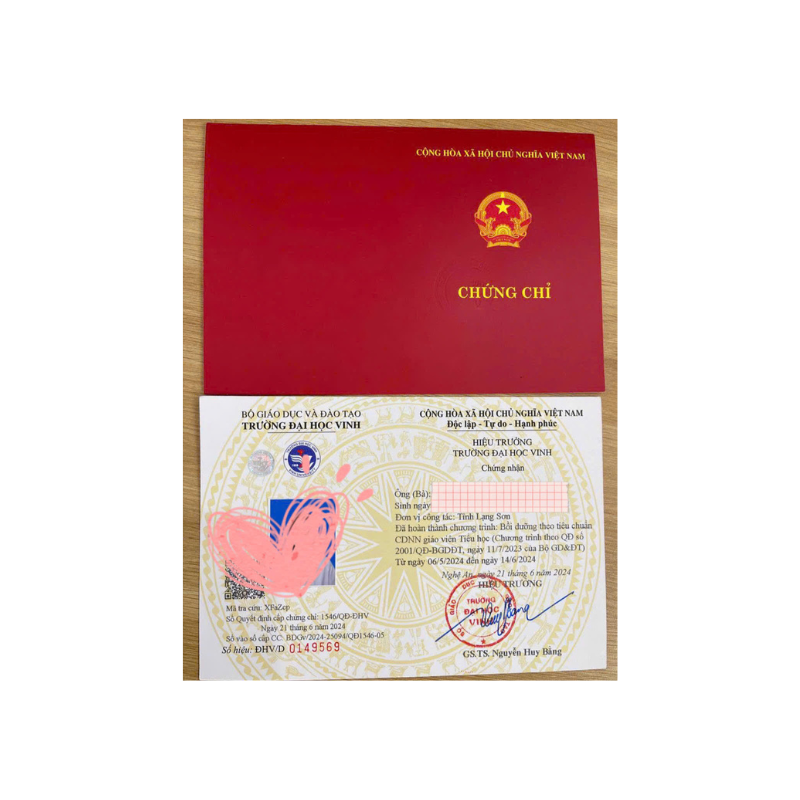chứng chỉ chức danh nghề nghiệp giáo viên