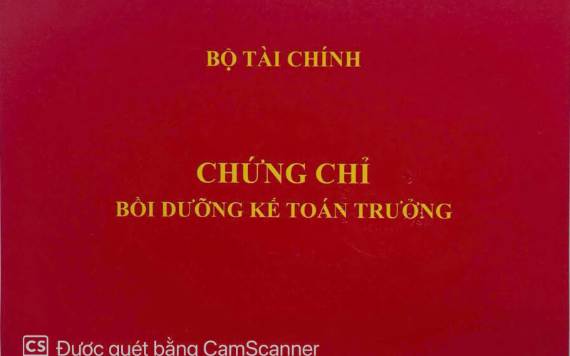 chứng chỉ kế toán trưởng bộ tài chính