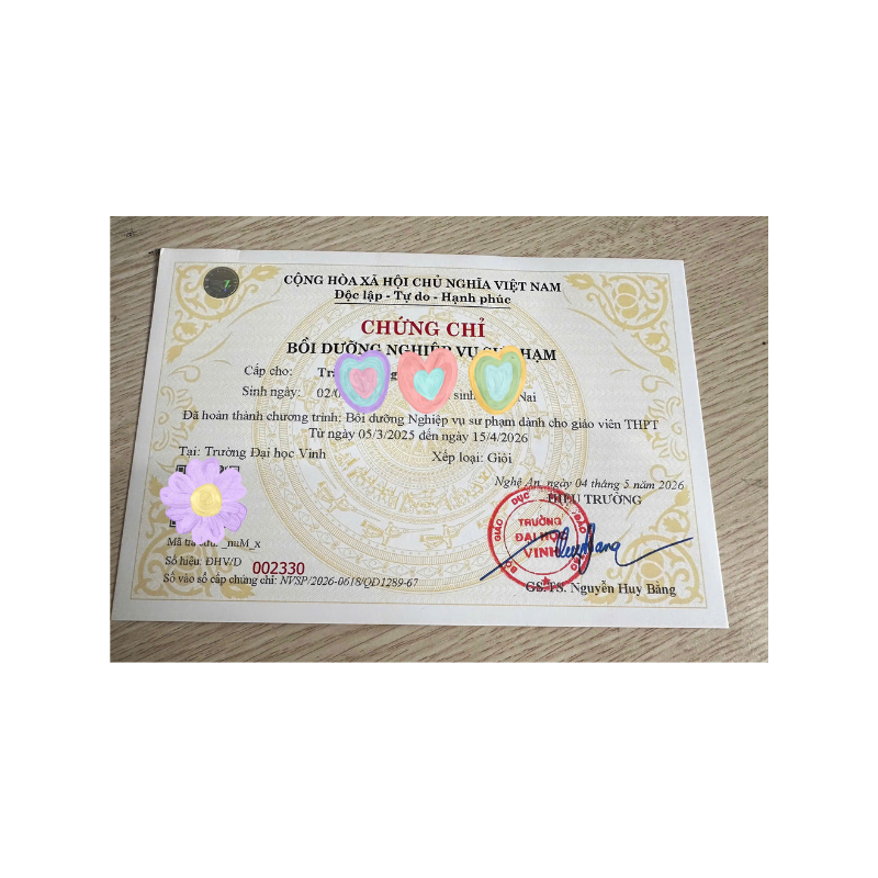 chứng chỉ nghiệp vụ sư phạm trung học phổ thông