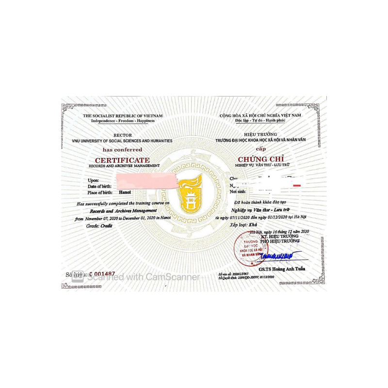 khóa học nghiệp vụ văn thư lưu trữ