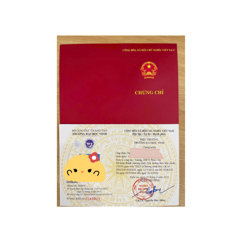 Mẫu chứng chỉ tiêu chuẩn chức danh nghề nghiệp THCS