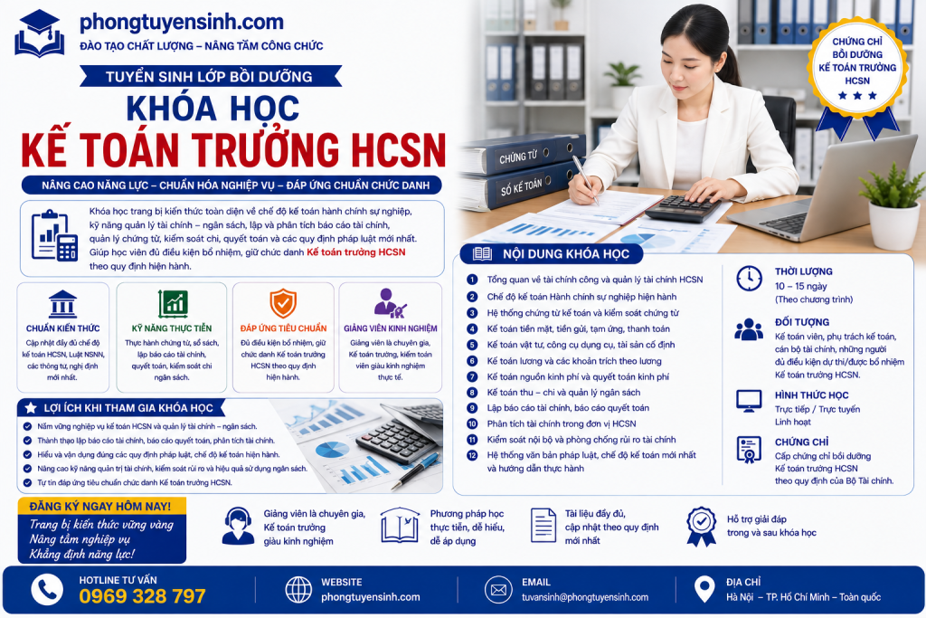 Bồi dưỡng Kế toán trưởng Hành chính sự nghiệp (HCSN)